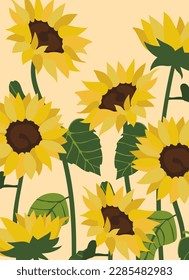 sunflowers illustration background.Eps 10 vector.