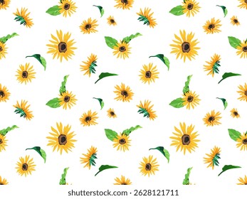Sunflowers and leaf's wall art vector background. Foliage line art drawing with abstract shape. Abstract Plant Art design for print, cover, wallpaper, natural wall art. Vector illustration.