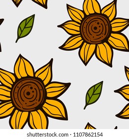 sunflowers and leaves pattern