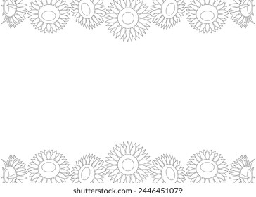Sunflowers Line Drawing Background, Frame