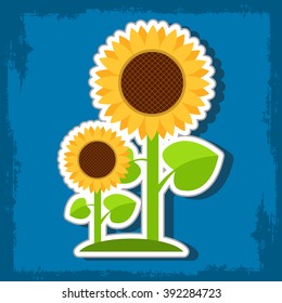 Sunflowers logo in cartoon style.