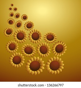 Sunflowers on a brown background