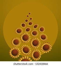 Sunflowers on green background