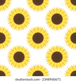 Sunflowers on white background vector seamless pattern. Best for textile, wallpapers, home decoration, wrapping paper, package and your design.