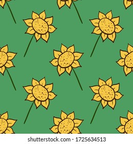 Sunflowers pattern, illustration, vector on white background