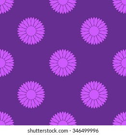 Sunflowers pattern purple vector illustration for design background.