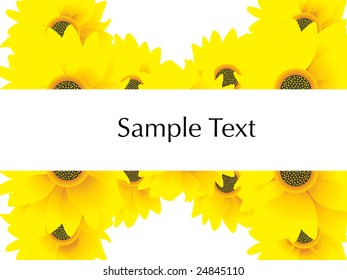 sunflowers and sample text, vector illustration