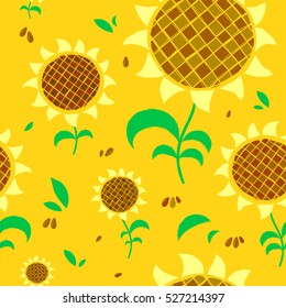 sunflowers seamless, floral and sunny pattern
