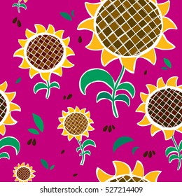 sunflowers seamless, floral and sunny pattern