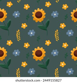 Sunflowers seamless models, vector illustration