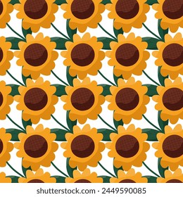 Sunflowers seamless models, vector illustration