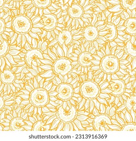 Sunflowers seamless pattern on white background EPS 10