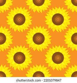 sunflowers, seamless pattern, vector illustration