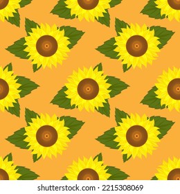 sunflowers seamless pattern, vector illustration