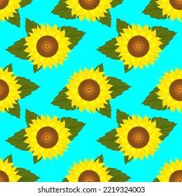 sunflowers seamless pattern, vector illustration
