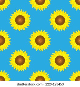 sunflowers seamless pattern, vector illustration