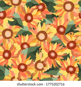 sunflowers seamless vector pattern colorfool