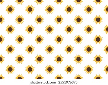 Patrón de Vector sin fisuras de girasoles con ilustración de núcleo de cabaña aislado sobre fondo blanco.