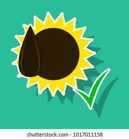 Sunflowers and seeds symbol isolated on background