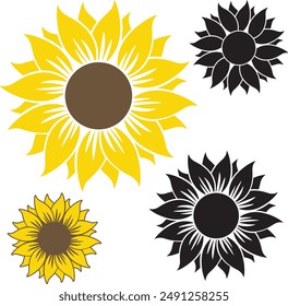 Sunflowers set, Sunflower monogram frame