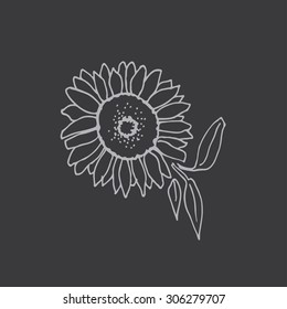 Sunflowers silhouettes, graphic elements for designer