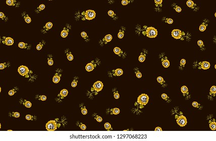 sunflowers skulls seamless pattern
