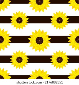 Sunflowers and stripes seamless pattern