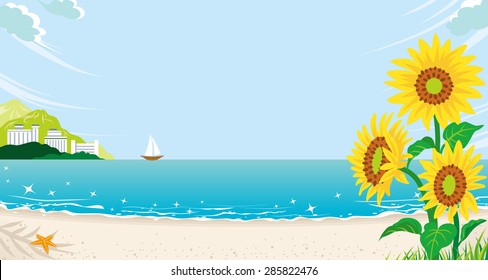Sunflowers in Summer Beach 