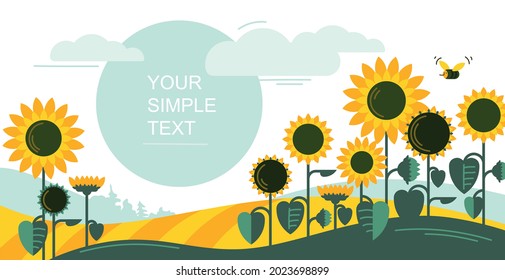 Sunflowers. Sunflower field. Banner.  Vector image.