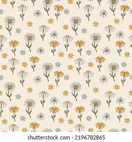 sunflowers texture seamless pattern. Vector format perfect for wallpaper, fabric, linens, stationery