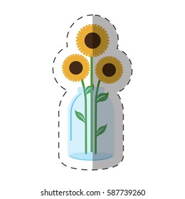 sunflowers vase decoration icon vector illustration eps 10