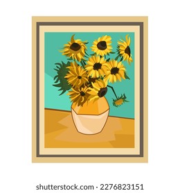 Sonnenblumen in einer Vase, Gemälde. Vorhersagegrafik