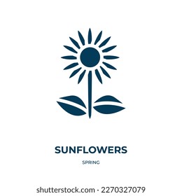 sunflowers vector icon. sunflowers, seed, agriculture filled icons from flat spring concept. Isolated black glyph icon, vector illustration symbol element for web design and mobile apps
