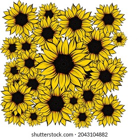 Sonnenblumen, Vektorgrafik, perfektes Ornament für Modegewebe oder andere Druckbezüge.