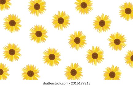 Sonnenblumen, weißer Hintergrund. Horizontales Muster mit Vektorgrenznaht. schöne Sonnenblume, floraler Hintergrund