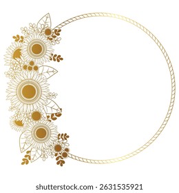 Sunflowers Wreath Frame for Greeting Card