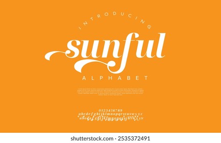 Sunful typography beauty fashion elegante minimalista serif italic Fuentes decorativas de la boda vintage retro logotipos. Logotipo de alfabeto de fuente de lujo mínimo. Ilustración vectorial