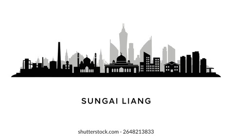 Silhueta Sungai Liang Skyline Vetor.