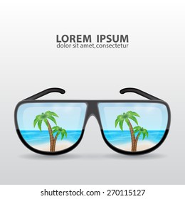 Sunglasess with palms reflection. Summer background. EPS10 vector