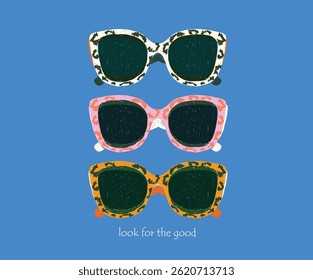 Sunglass design for fashion, top, dress, graphics, slogan tee, posters and others. Abstract sunglass art. Look for the good.