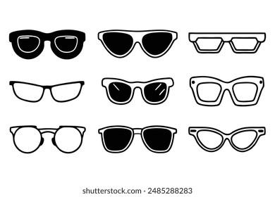 Sunglass Line Art Beautiful Black and White Eyewear Illustration