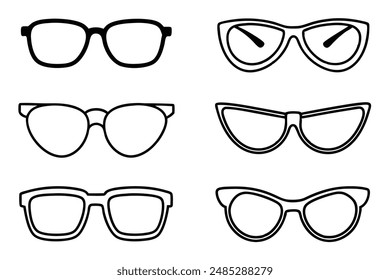 Sunglass Line Art Decorative Elements for Artistic Design Projects