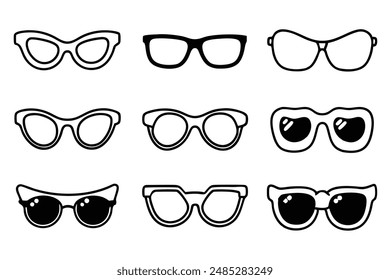 Sunglass Line Art Unique Eyewear Illustration Drawing for Home