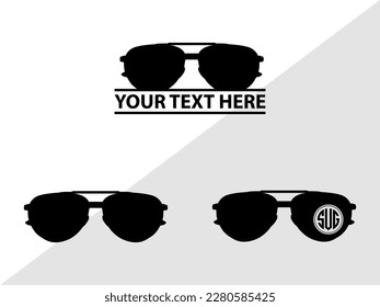 Sunglass Monogram Vector Illustration Silhouette