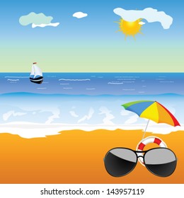 sunglass on the beach vector illustration