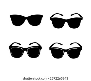 Sunglass silhouette icon set vector on white background