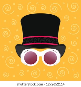 Sunglass Silhouette, Sunglass Mask, Top Hat Sunglass, Iconic Movie Character, Whimsical Character, Cute Funny Comic Hat Sunglasses Vector Isolated Illustration Cartoon