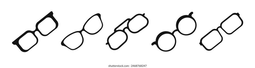 Sunglass vector icon set. Sunglasses, glasses silhouettes. Set of glasses. Lens