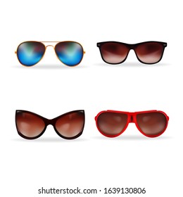 Sunglasses 3d realistic vector illustration. Isolated in white object