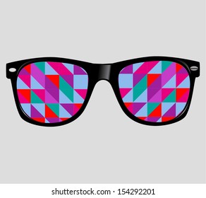 Sunglasses with Abstract Geometric Triangles Vector Background 